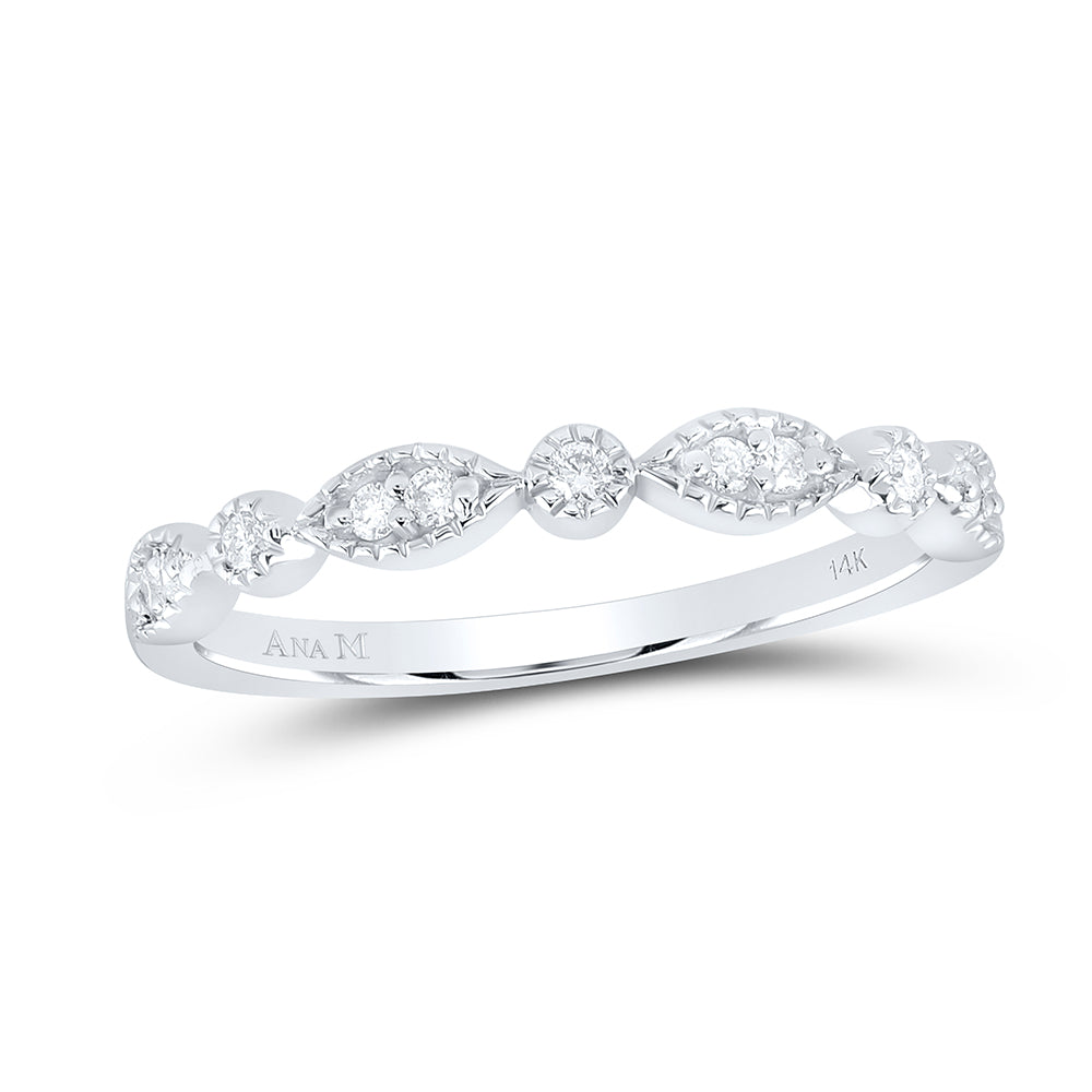14K White Gold Womens Round Diamond Classic Stackable Band Ring 1/10 Cttw, Womens Size: 5-10