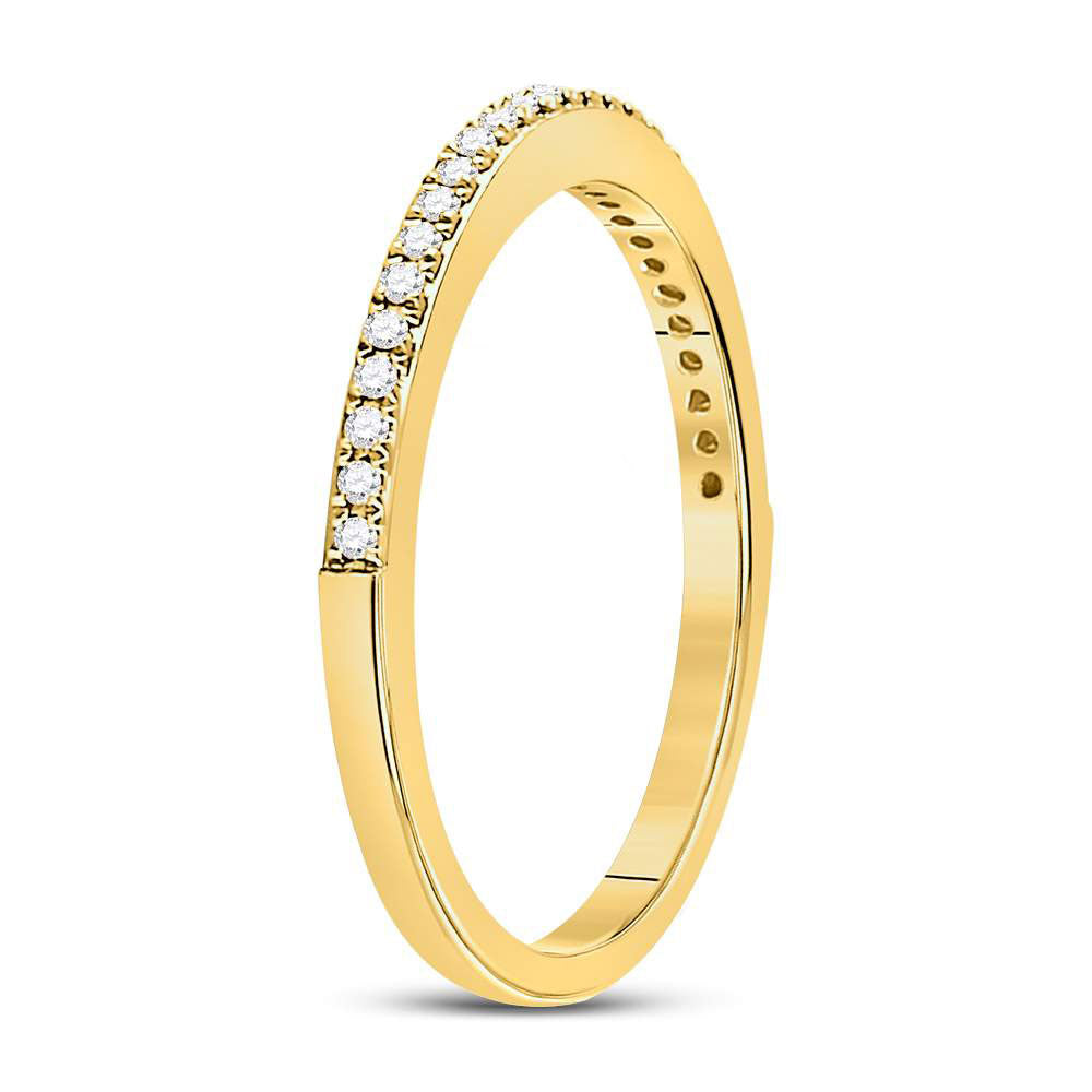 10K Yellow Gold Womens Round Diamond Anniversary Stackable Band Ring 1/8 Cttw, Womens Size: 5-10