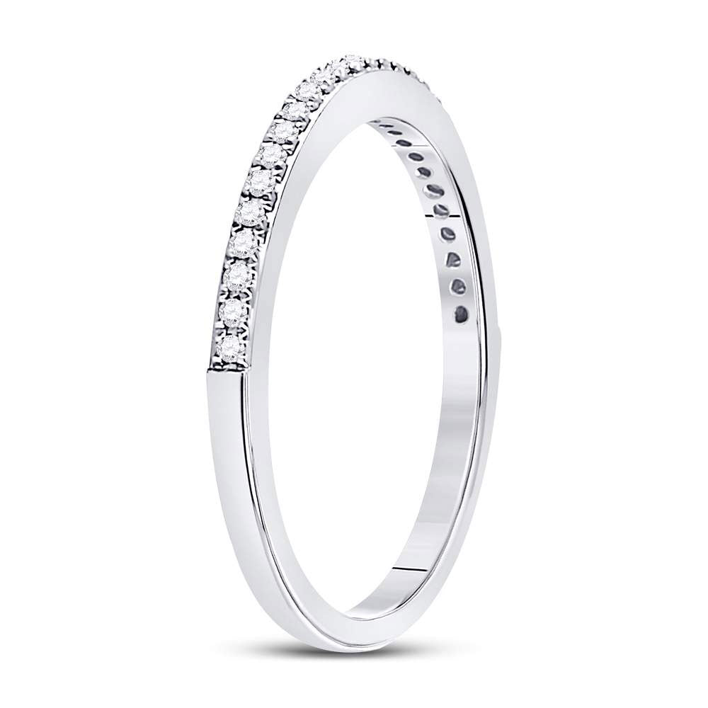 10K White Gold Womens Round Diamond Single Row Stackable Band Ring 1/8 Cttw, Womens Size: 5-10