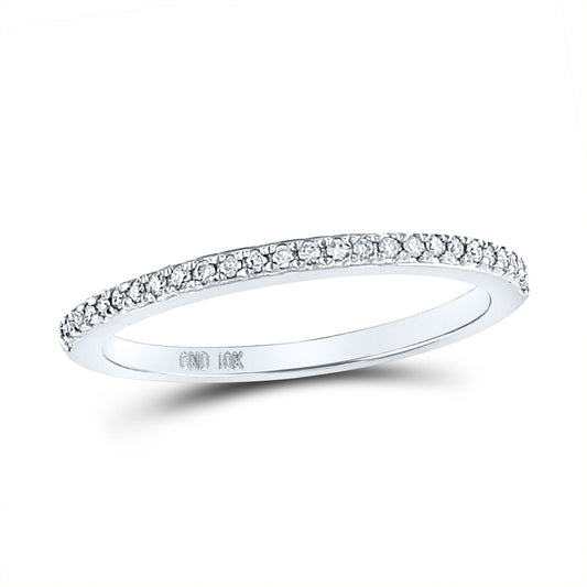 14kt White Gold Womens Round Diamond Single Row Wedding Engagement Anniversary Stackable Band Ring 1/8 Cttw, Women Size: 5-9