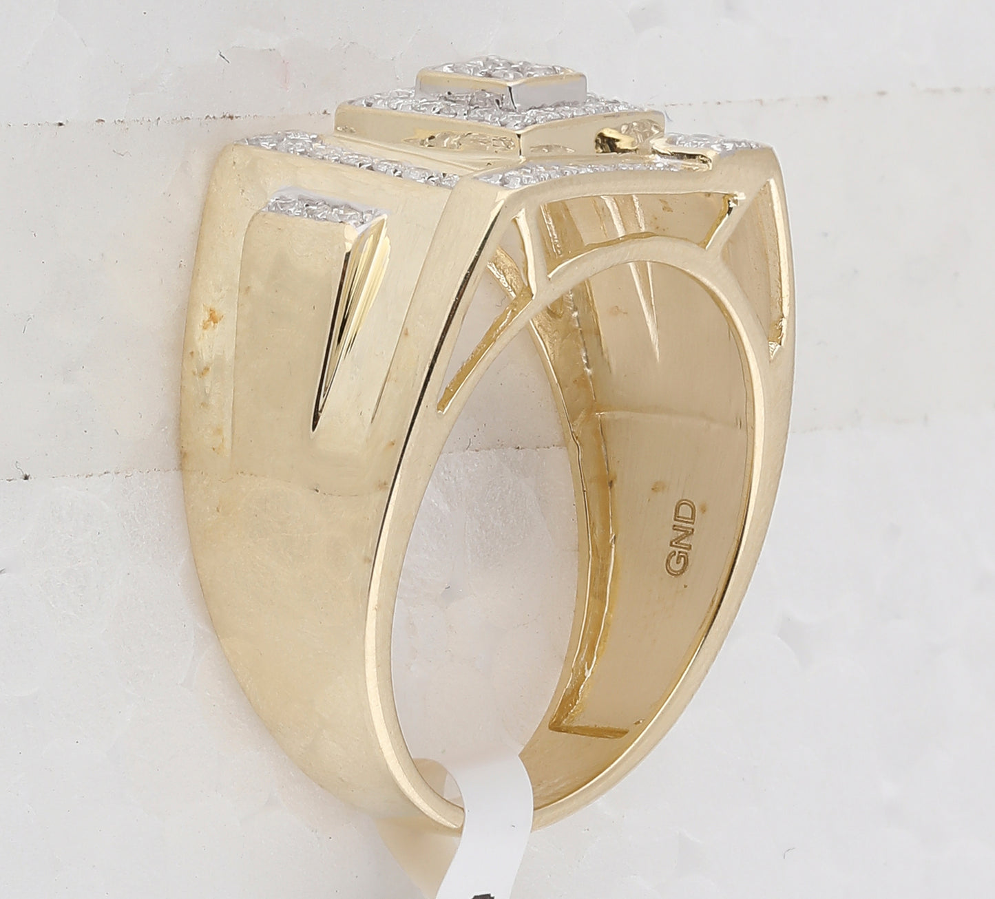 10K Yellow Gold Men's Round Diamond Square Cluster Ring 1/2ctw, Men's Size: 7-13