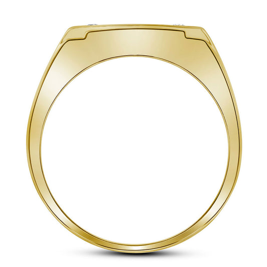 10kt Yellow Gold Mens Round Diamond Square Cluster Ring 1/2 Cttw, Men Size: 8-12