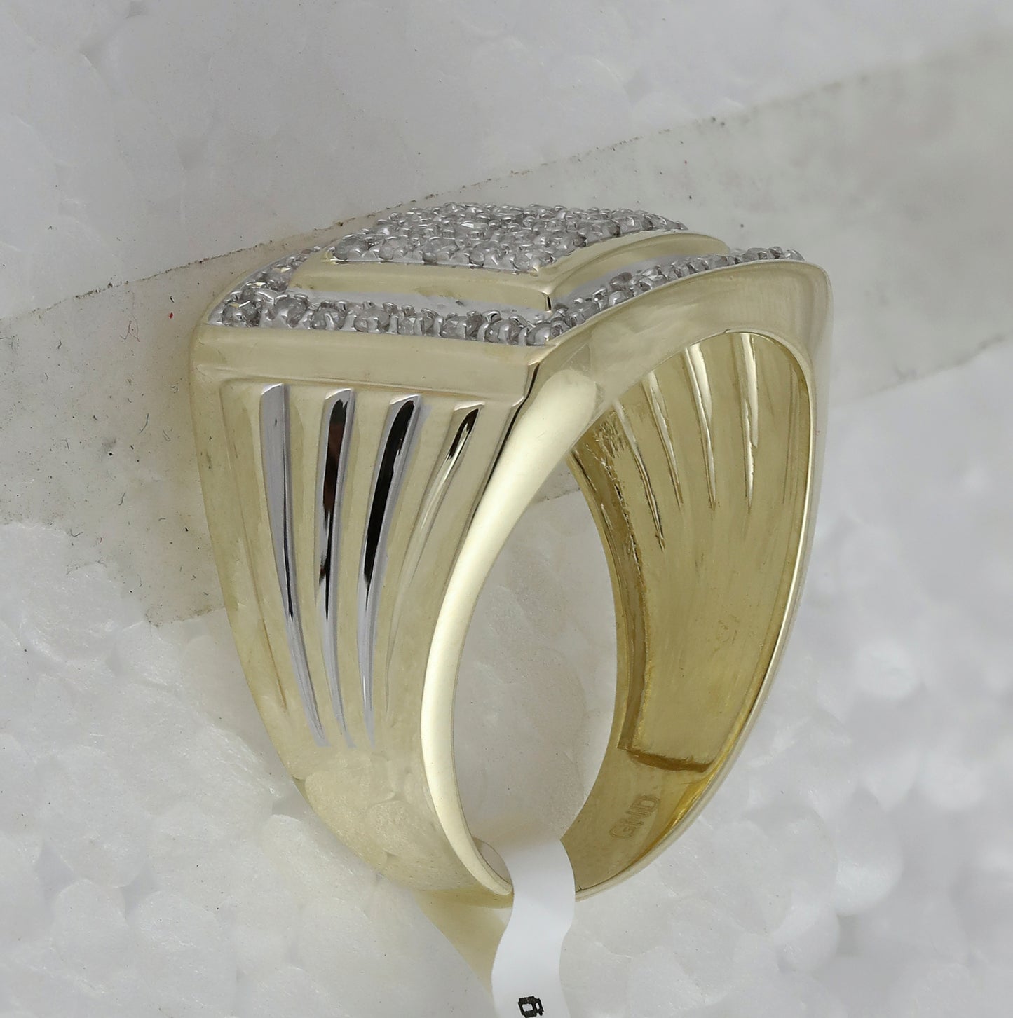 10K Yellow Gold Mens Round Diamond Square Cluster Ring 1/2 Cttw, Mens Size: 7-13