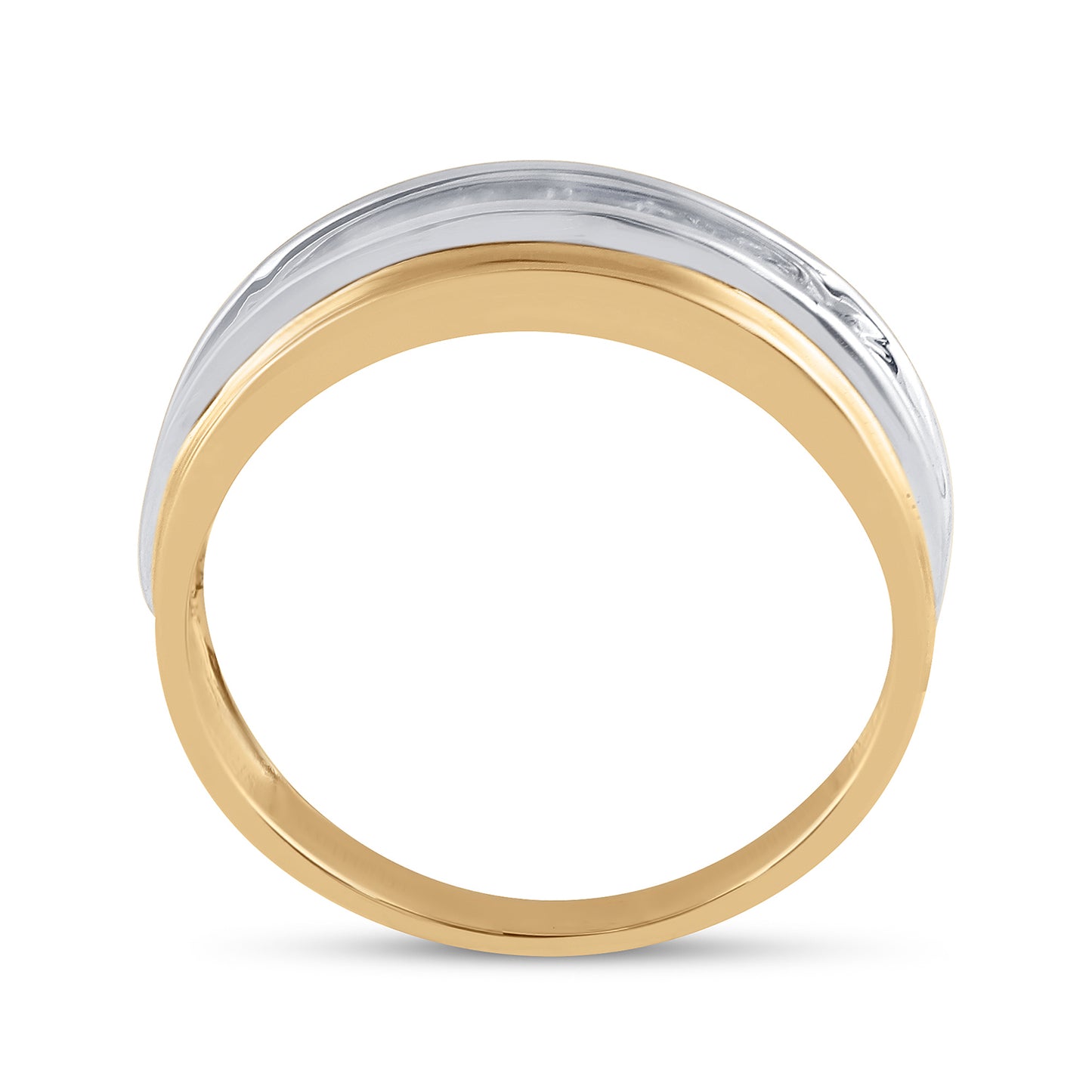 10K Two-tone Gold Mens Round Diamond Single Row Band Ring 1/4 Cttw, Mens Size: 7-13