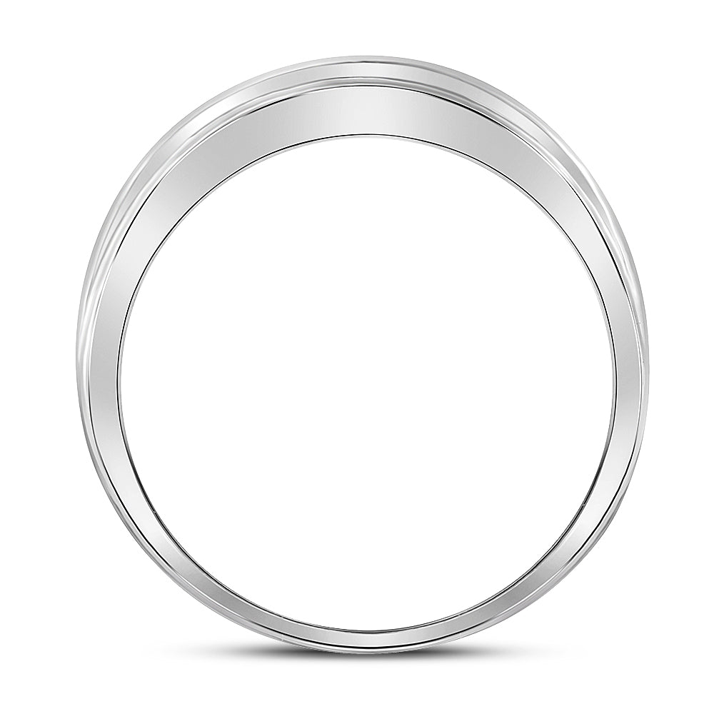 10K White Gold Mens Round Diamond Wedding 2-Row Band Ring 1/4 Cttw, Mens Size: 7-13