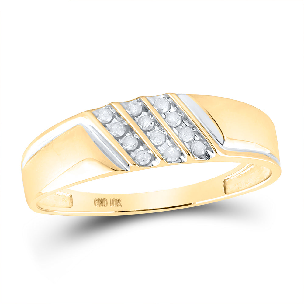 10kt Yellow Gold 1/8 Cttw Diamond Fashion Mens Band Size 8, Men Size: 8-12