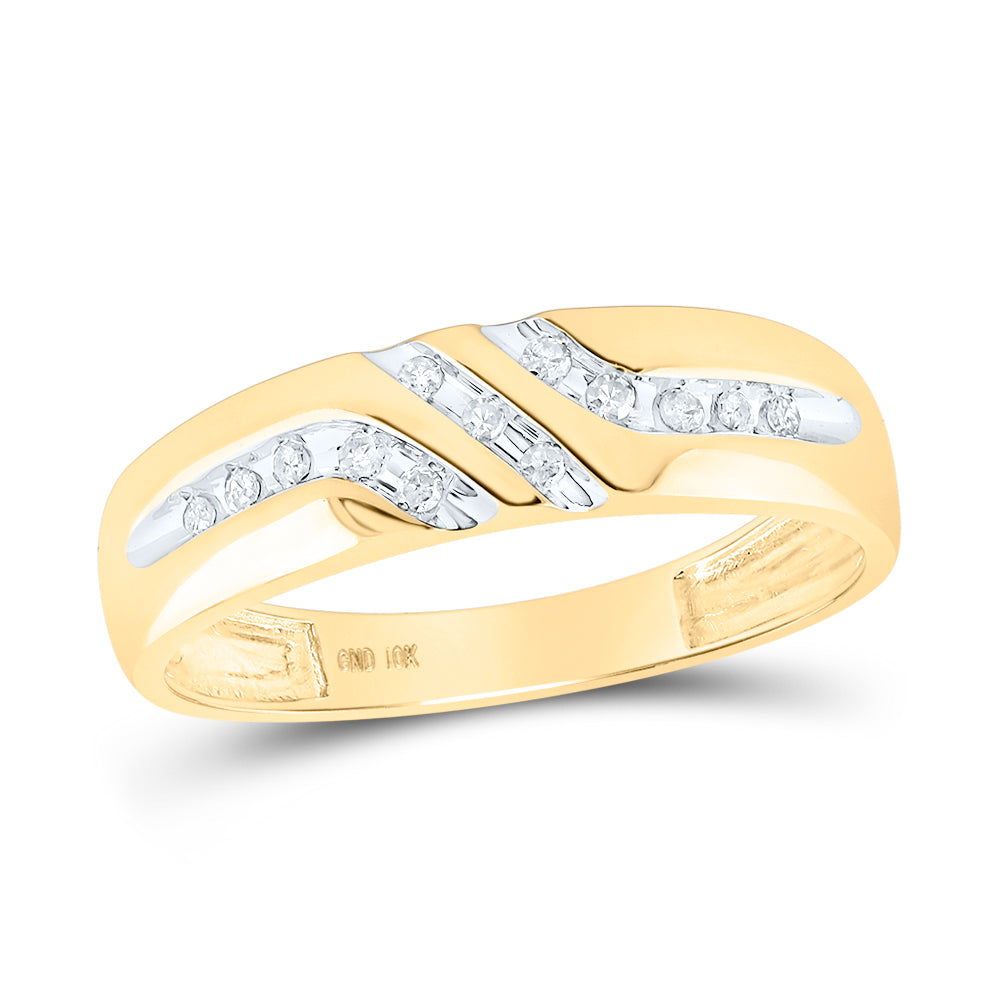 10K Yellow Gold Mens Round Diamond Wedding Band Ring 1/8 Cttw, Mens Size: 7-13