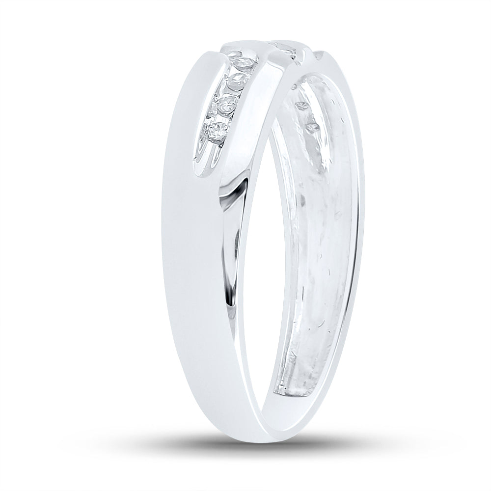 10K White Gold Mens Round Diamond Wedding Band Ring 1/8 Cttw, Mens Size: 7-13