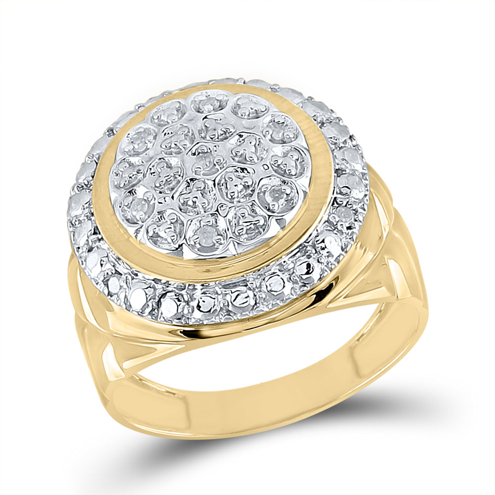 Sterling Silver Mens Round Diamond Circle Fashion Ring 1/10 Cttw, Mens Size: 7-13