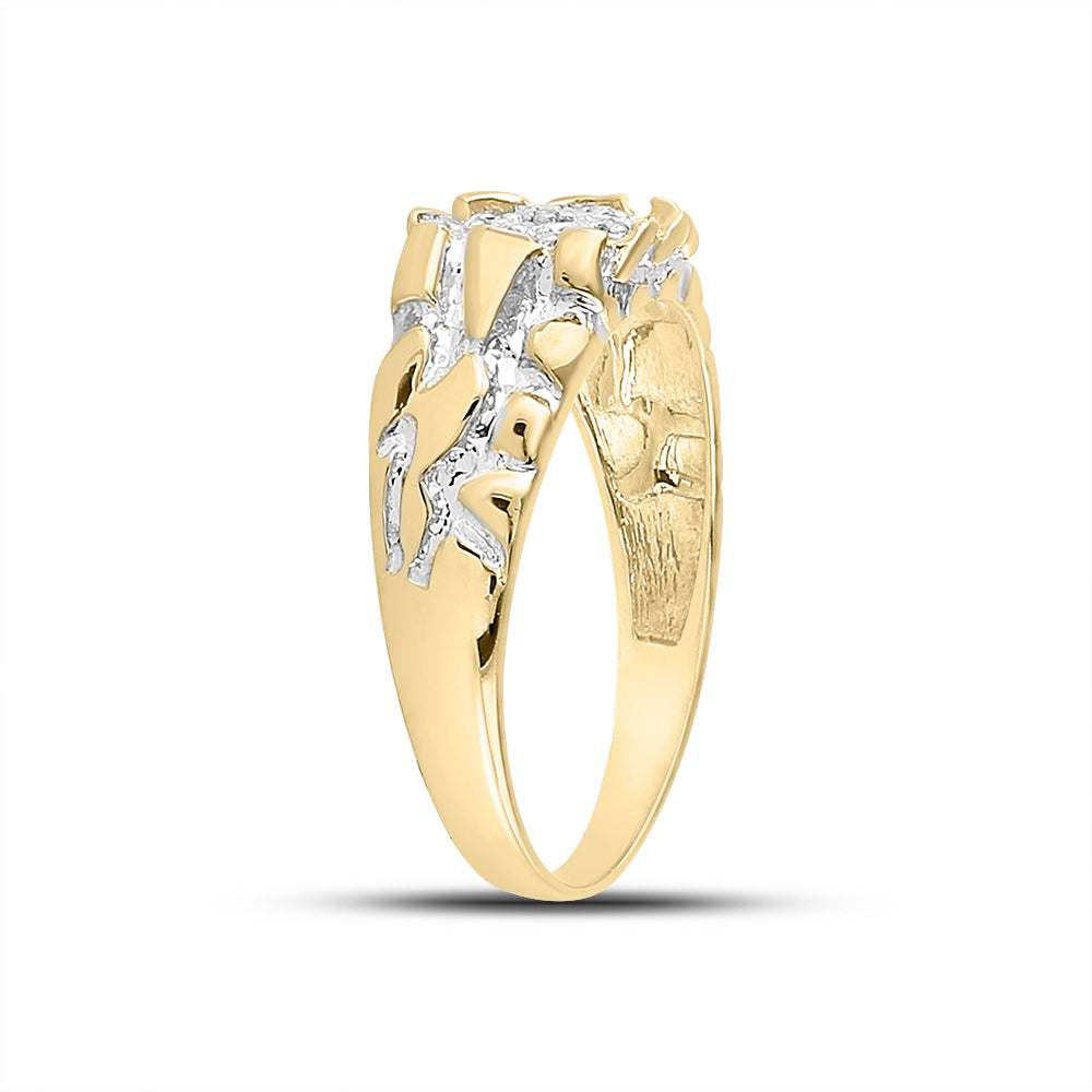 Yellow-tone Sterling Silver Mens Round Diamond Cluster Ring 1/20 Cttw, Mens Size: 7-13