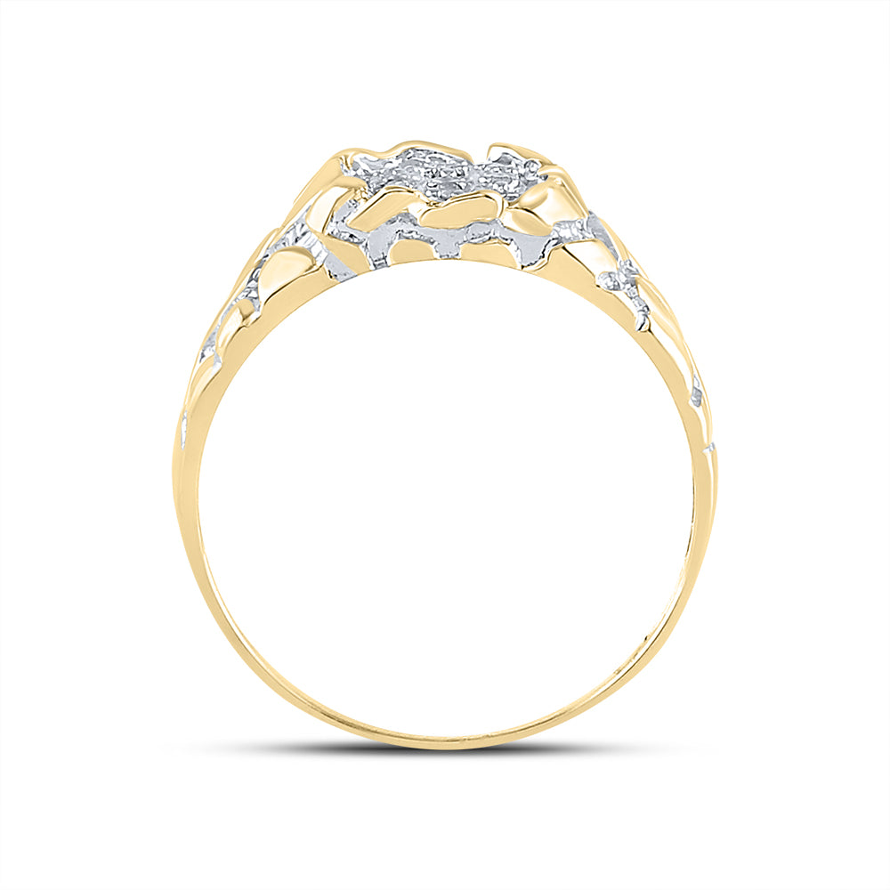 Yellow-tone Sterling Silver Mens Round Diamond Cluster Ring 1/20 Cttw, Mens Size: 7-13