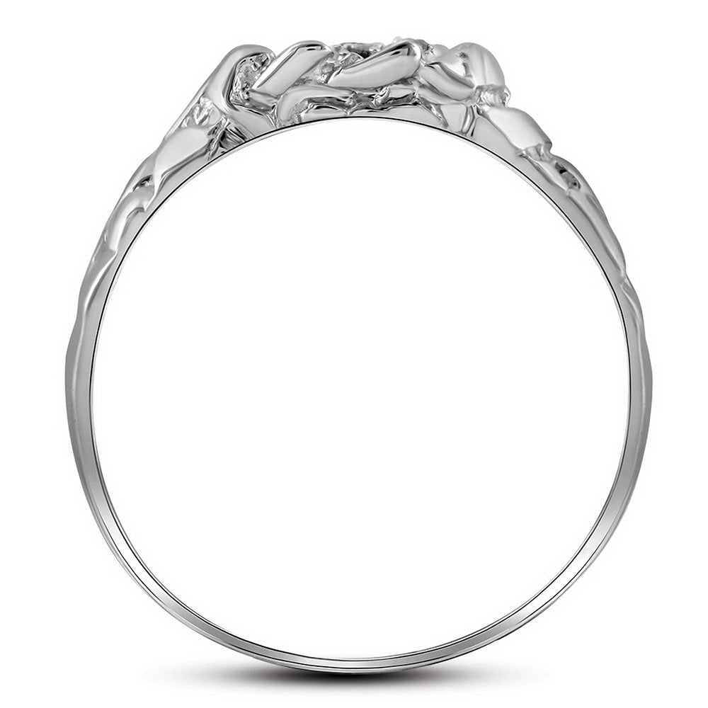 Sterling Silver Mens Round Diamond Cluster Nugget Ring 1/20 Cttw, Mens Size: 7-13