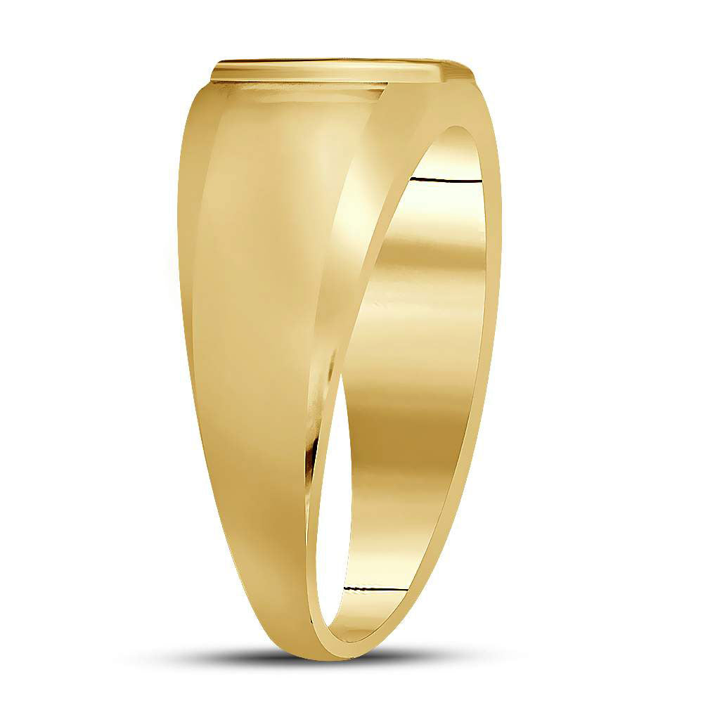 10K Yellow Gold Mens Round Diamond Cross Band Ring 1/20 Cttw, Mens Size: 7-13