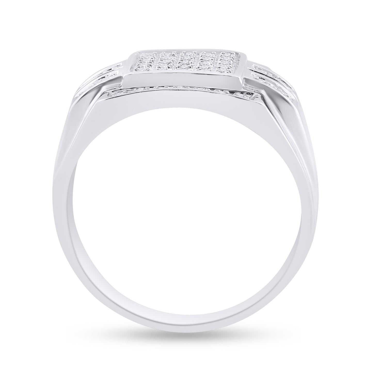 10K White Gold Mens Round Diamond Square Cluster Ring 1/3 Cttw, Mens Size: 7-13
