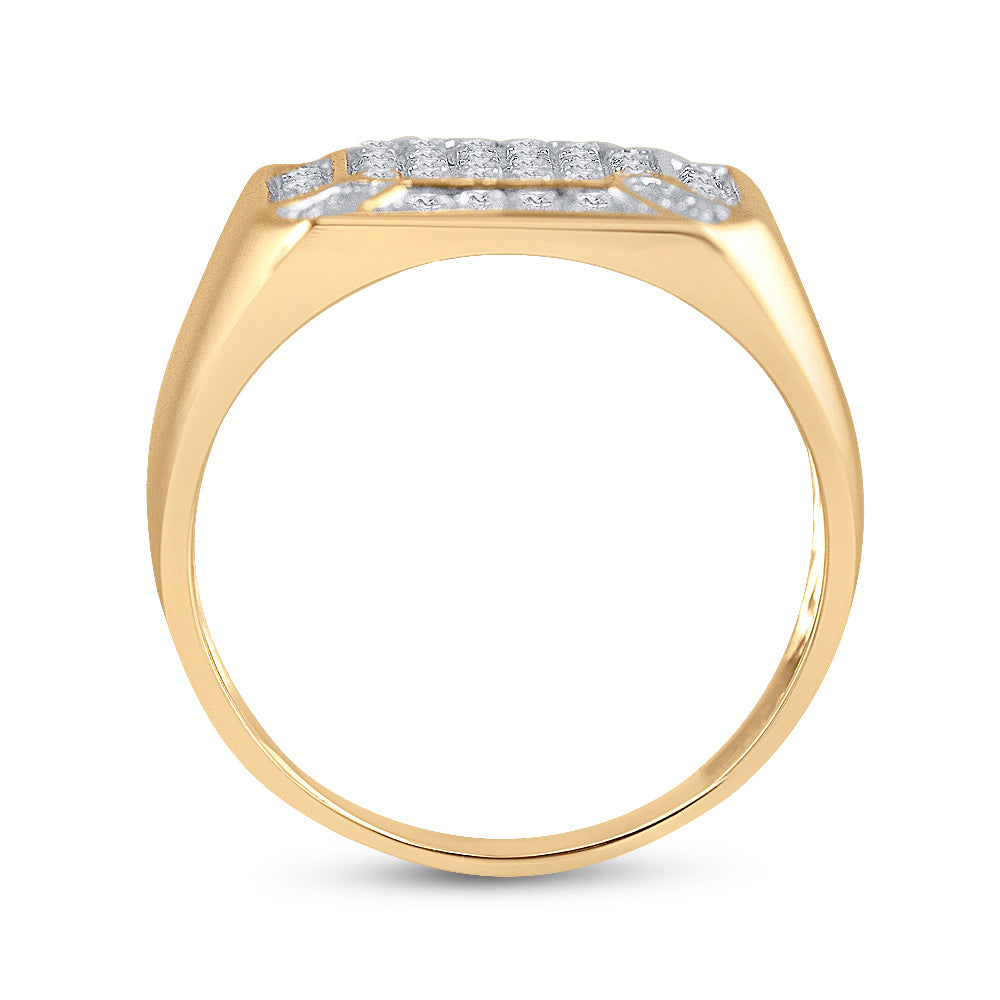 10K Yellow Gold Mens Round Diamond Square Cluster Ring 1/3 Cttw, Mens Size: 7-13