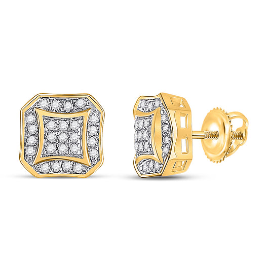 10kt Yellow Gold 1/6 Cttw Diamond Hiphop Octagon Earring