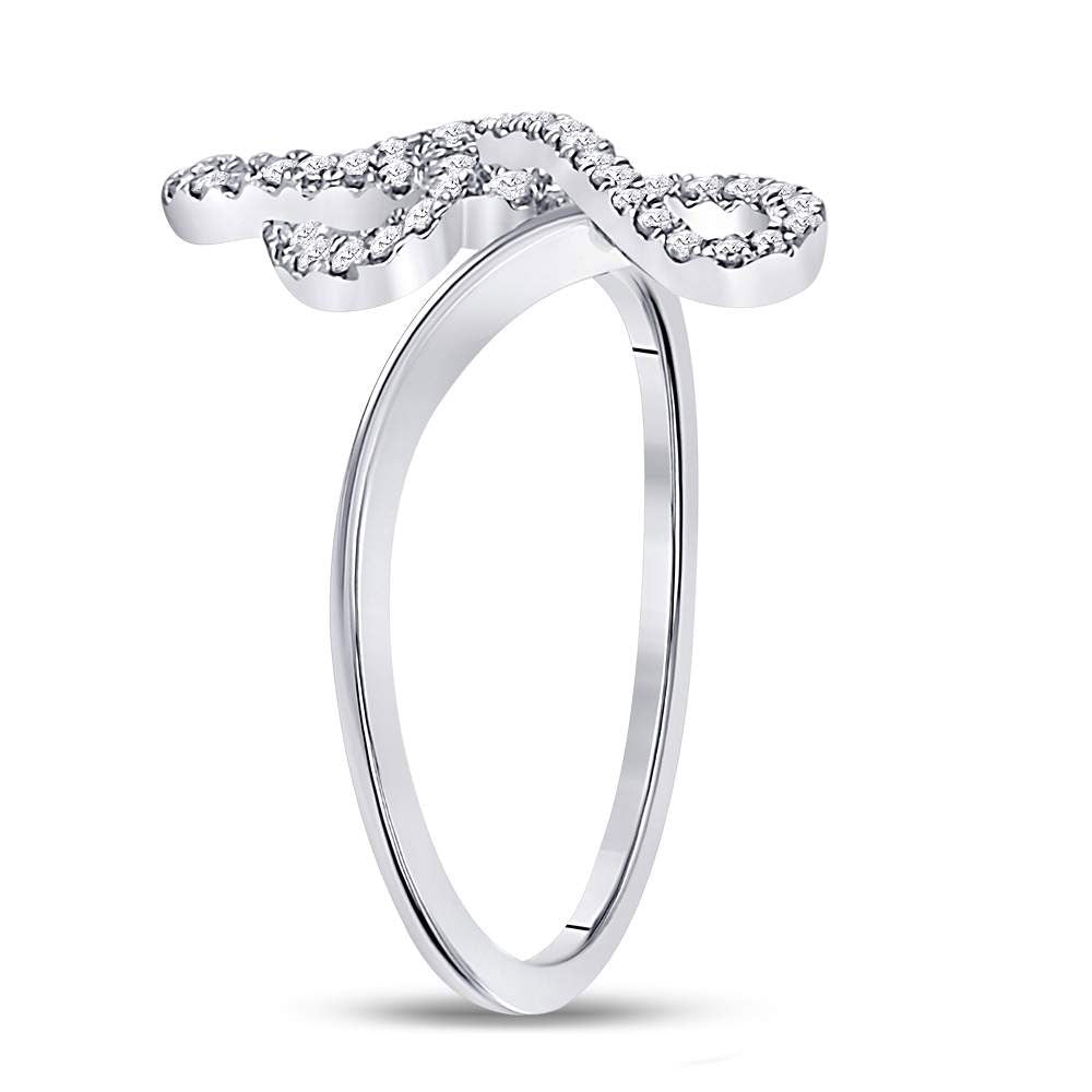 10K White Gold Womens Round Diamond Treble Clef Music Note Ring 1/6 Cttw, Womens Size: 5-10