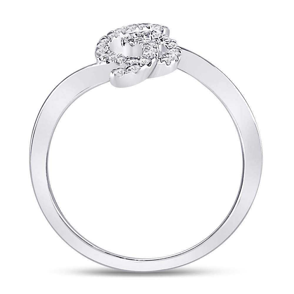 10K White Gold Womens Round Diamond Treble Clef Music Note Ring 1/6 Cttw, Womens Size: 5-10