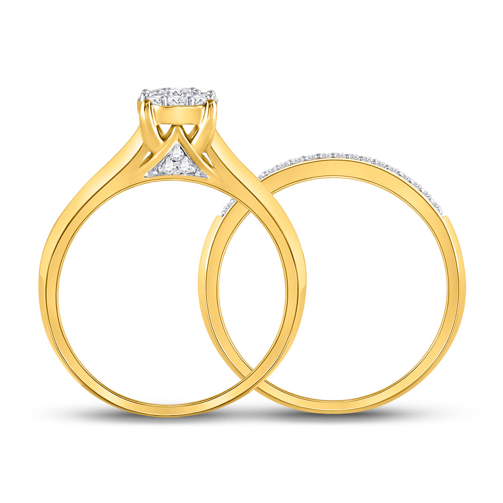 10K Yellow Gold Round Diamond Bridal Wedding Ring Band Set 1/3ctw, Womens Size: 5-10