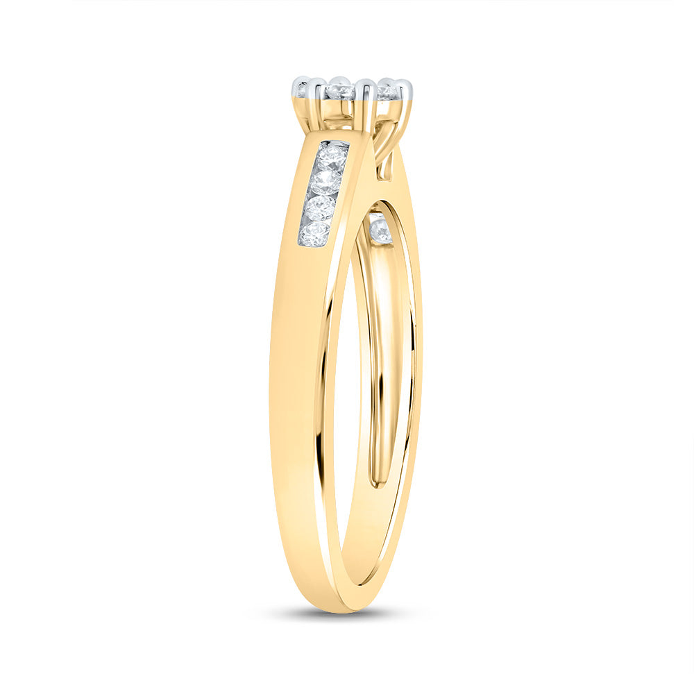 10K Yellow Gold Womens Round Diamond Flower Cluster Ring 1/4 Cttw, Womens Size: 5-10