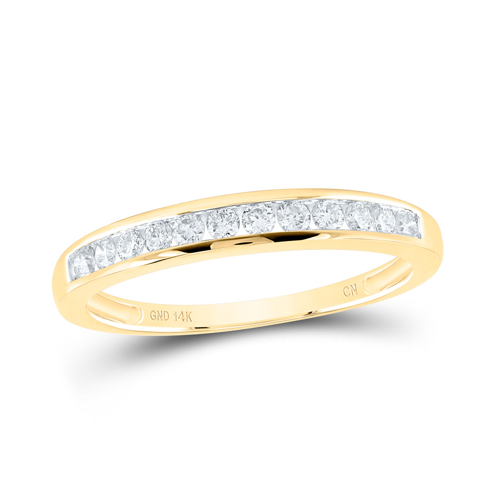 14K Yellow Gold Womens Round Channel-set Diamond Single Row Wedding Band 1/4 Cttw, Womens Size: 5-10