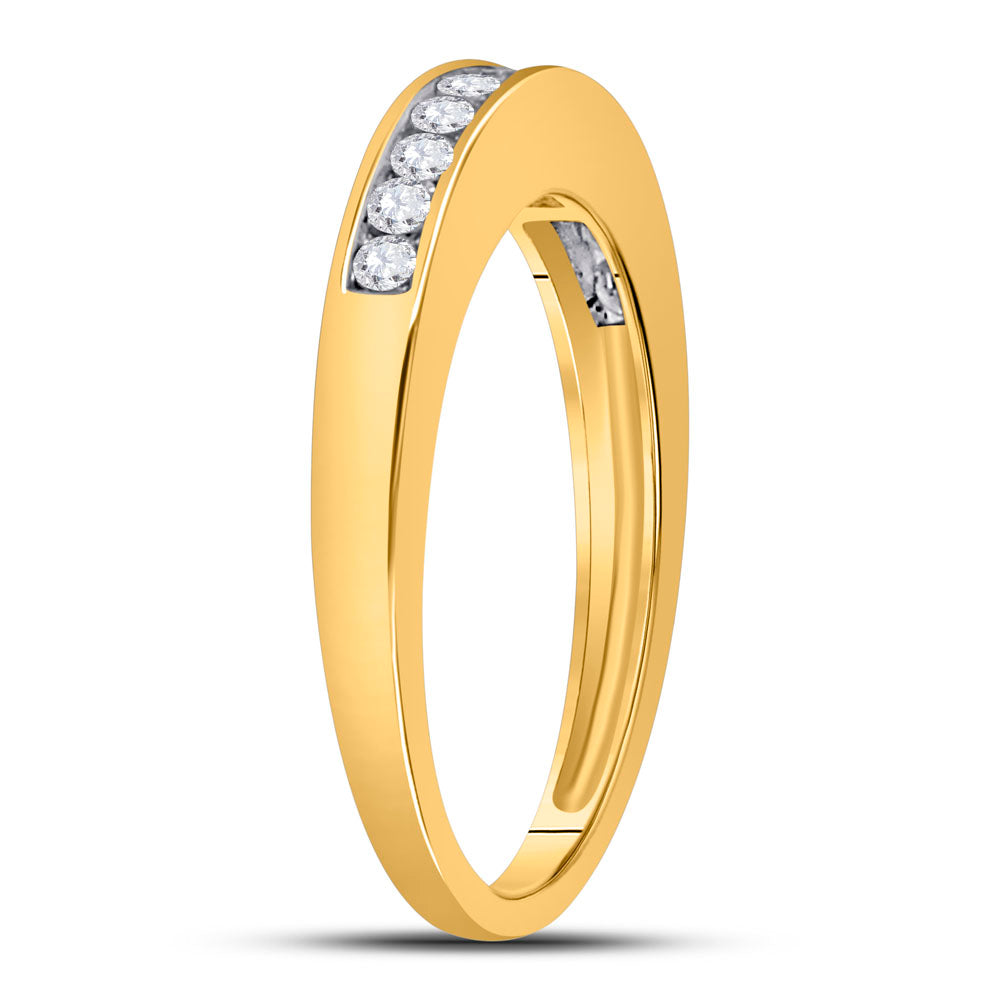 14K Yellow Gold Womens Round Channel-set Diamond Single Row Wedding Band 1/4 Cttw, Womens Size: 5-10