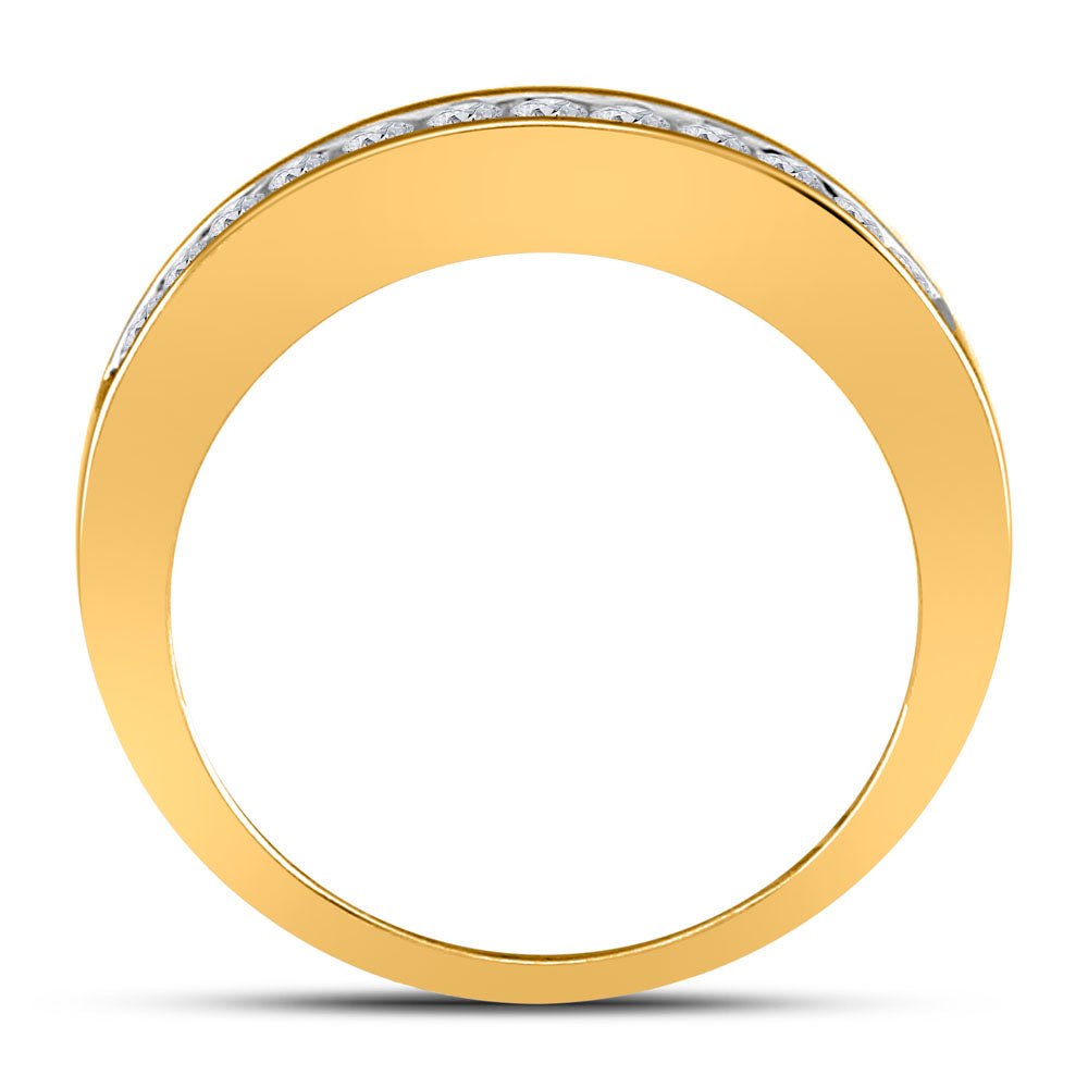 14K Yellow Gold Womens Round Channel-set Diamond Single Row Wedding Band 1/4 Cttw, Womens Size: 5-10