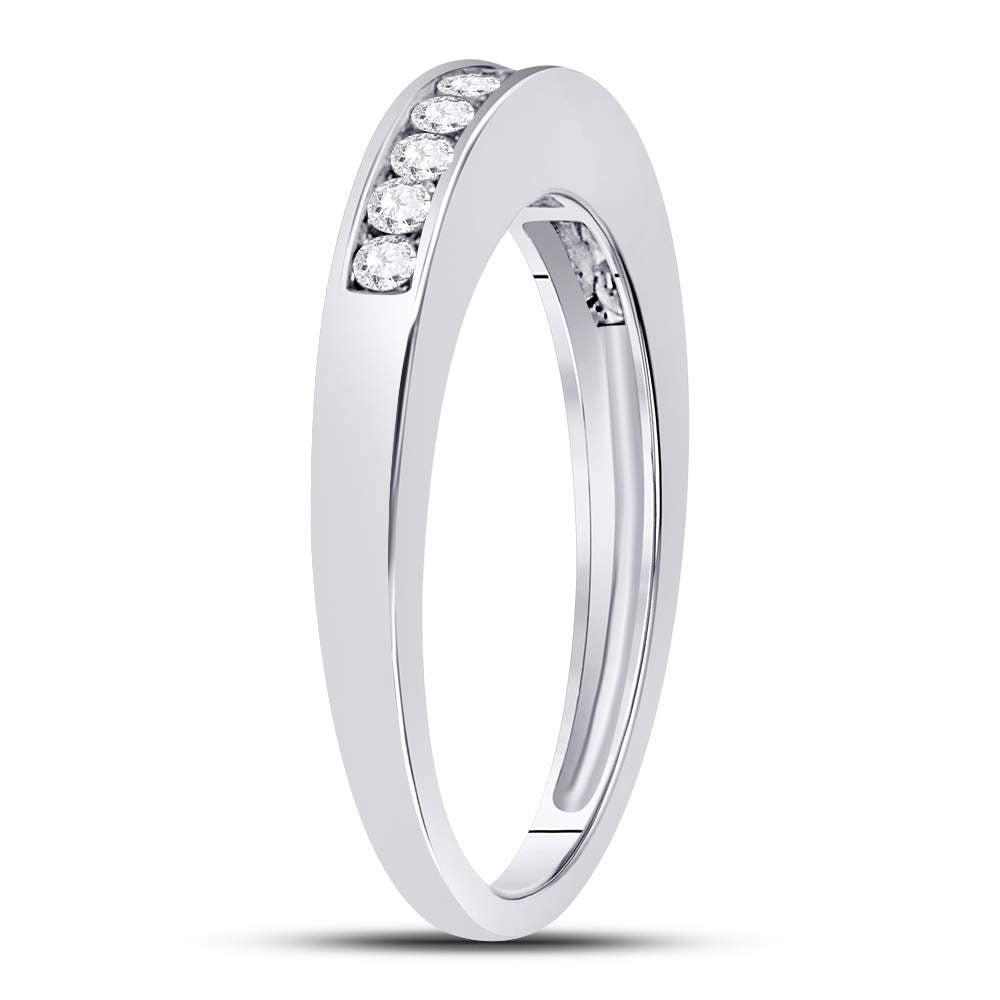 14kt White Gold Womens Round Diamond Wedding Channel Set Wedding Engagement Anniversary Band