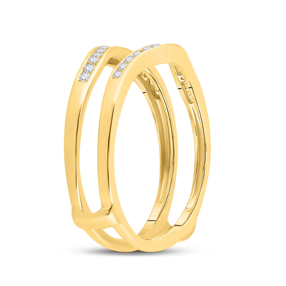 14K Yellow Gold Womens Round Diamond Channel Set Wrap Ring Guard Enhancer 1/4 Cttw, Womens Size: 5-10