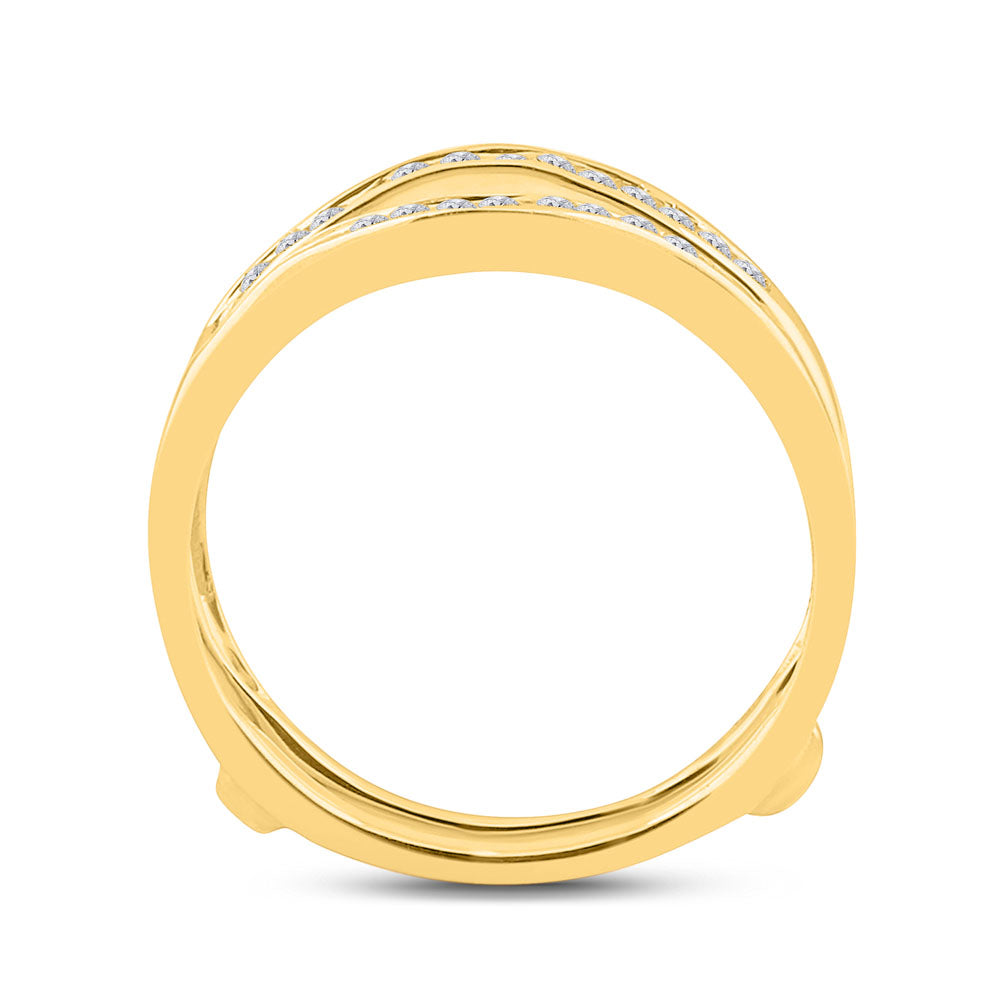 14K Yellow Gold Womens Round Diamond Channel Set Wrap Ring Guard Enhancer 1/4 Cttw, Womens Size: 5-10