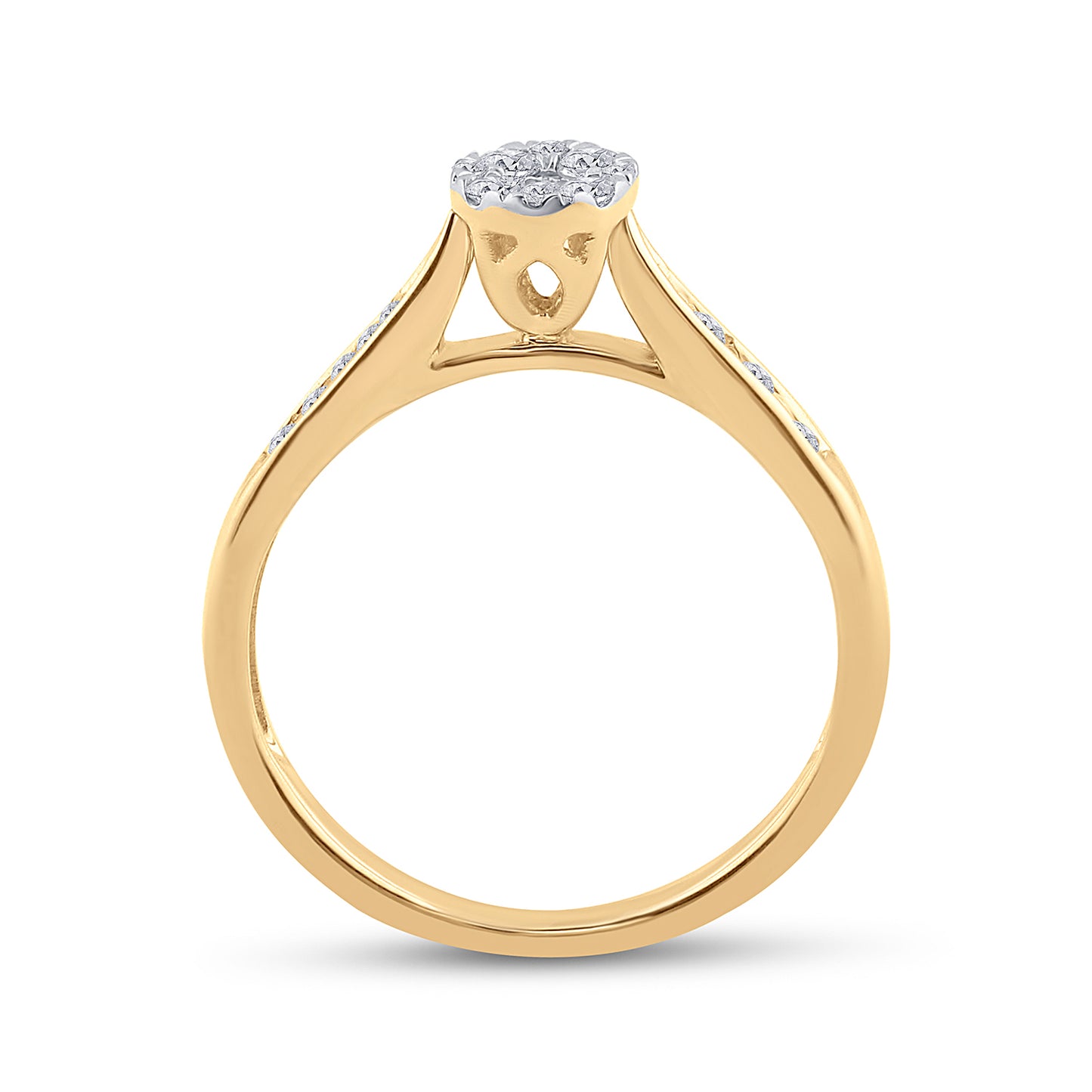 14K Yellow Gold Womens Round Diamond Cluster Ring 1/4 Cttw, Womens Size: 5-10