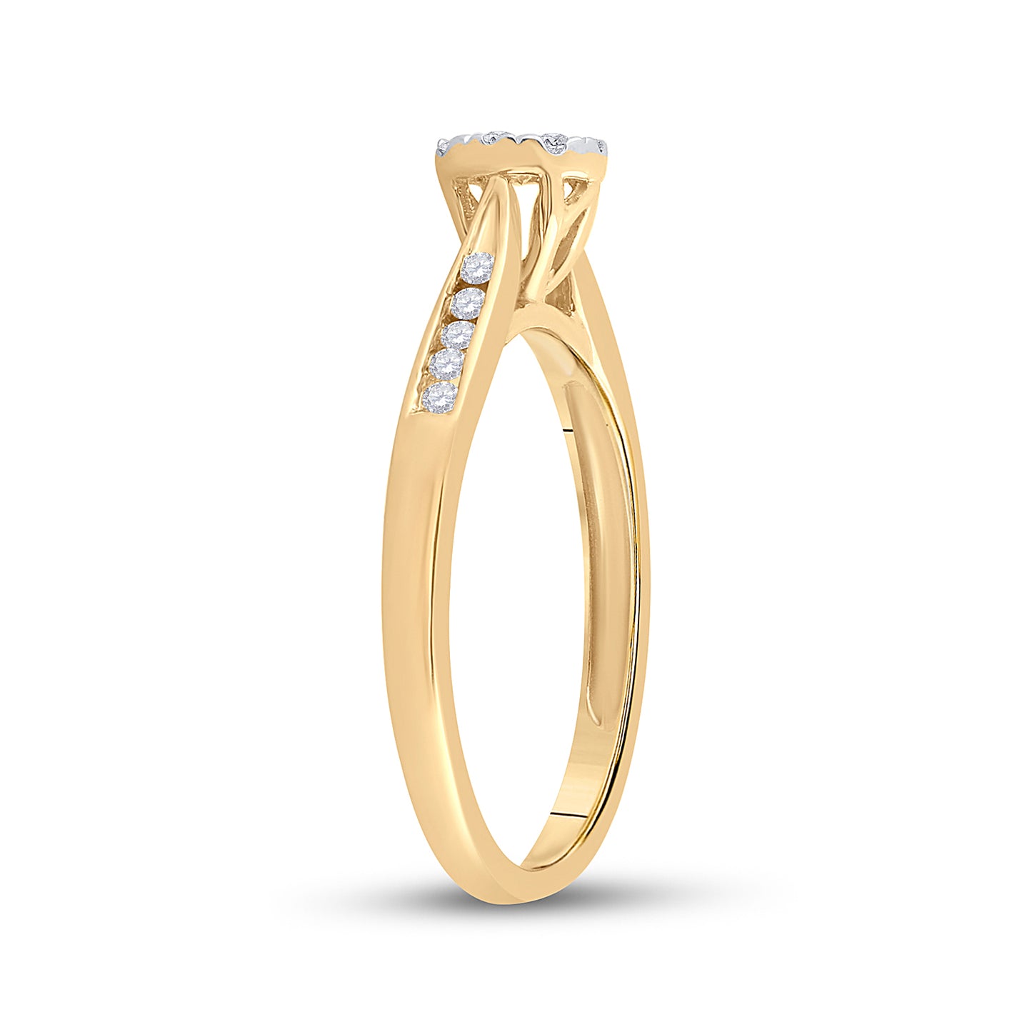 14K Yellow Gold Womens Round Diamond Cluster Ring 1/4 Cttw, Womens Size: 5-10