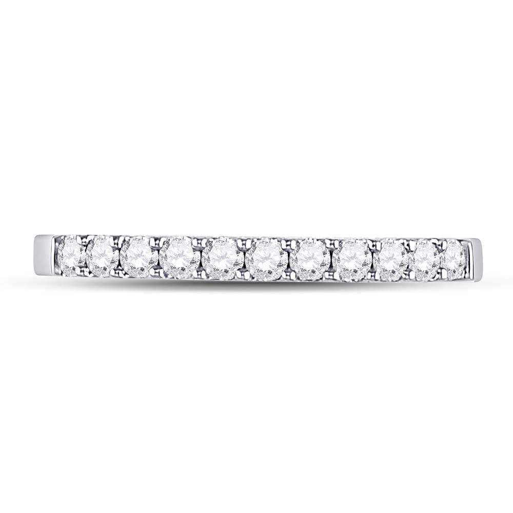 14K White Gold Womens Round Diamond Single Row Wedding Band 1/4 Cttw, Womens Size: 5-10