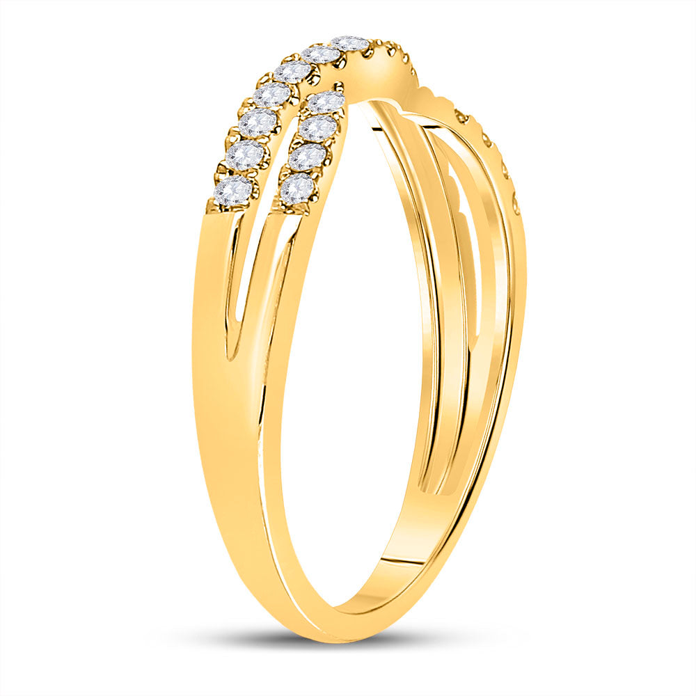 14K Yellow Gold Womens Round Diamond Contour Enhancer Wedding Band 1/4 Cttw, Womens Size: 5-10