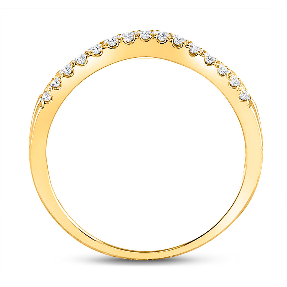 14K Yellow Gold Womens Round Diamond Contour Enhancer Wedding Band 1/4 Cttw, Womens Size: 5-10