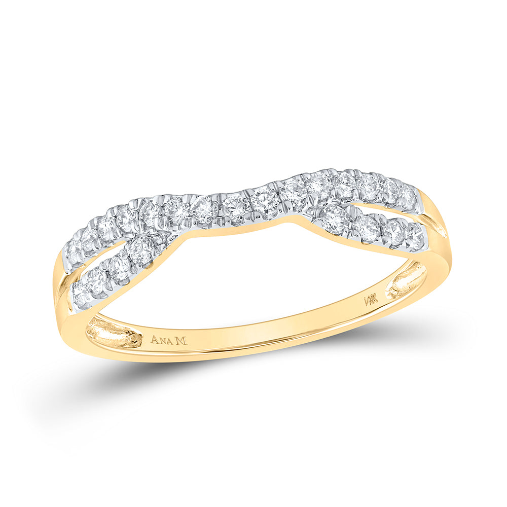 14K Yellow Gold Womens Round Diamond Contour Enhancer Wedding Band 1/4 Cttw, Womens Size: 5-10