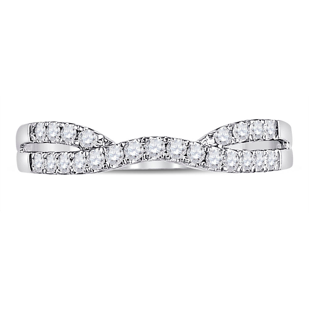 14K White Gold Womens Round Diamond Ring Contour Enhancer Wedding Band 1/4 Cttw, Womens Size: 5-10