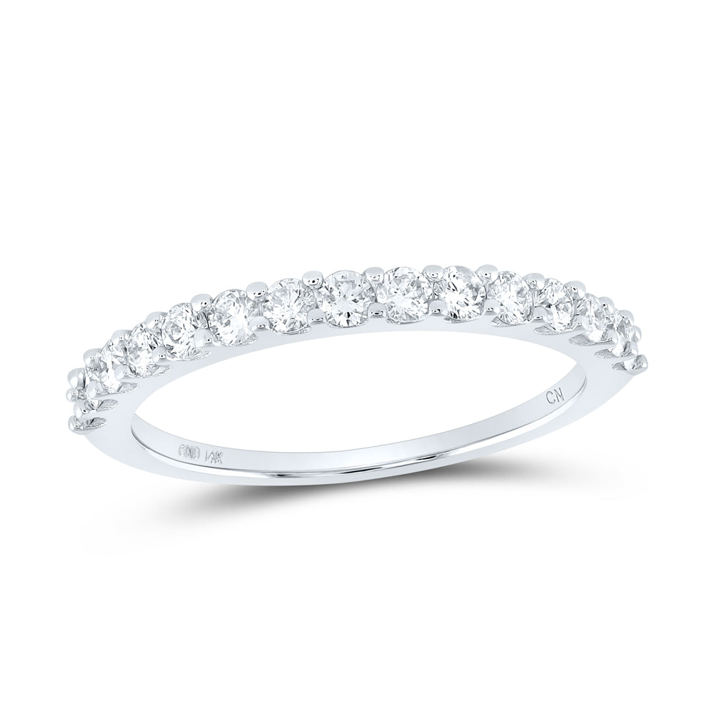 14K White Gold Womens Round Diamond Wedding Anniversary Band 1/2ctw, Womens Size: 5-10