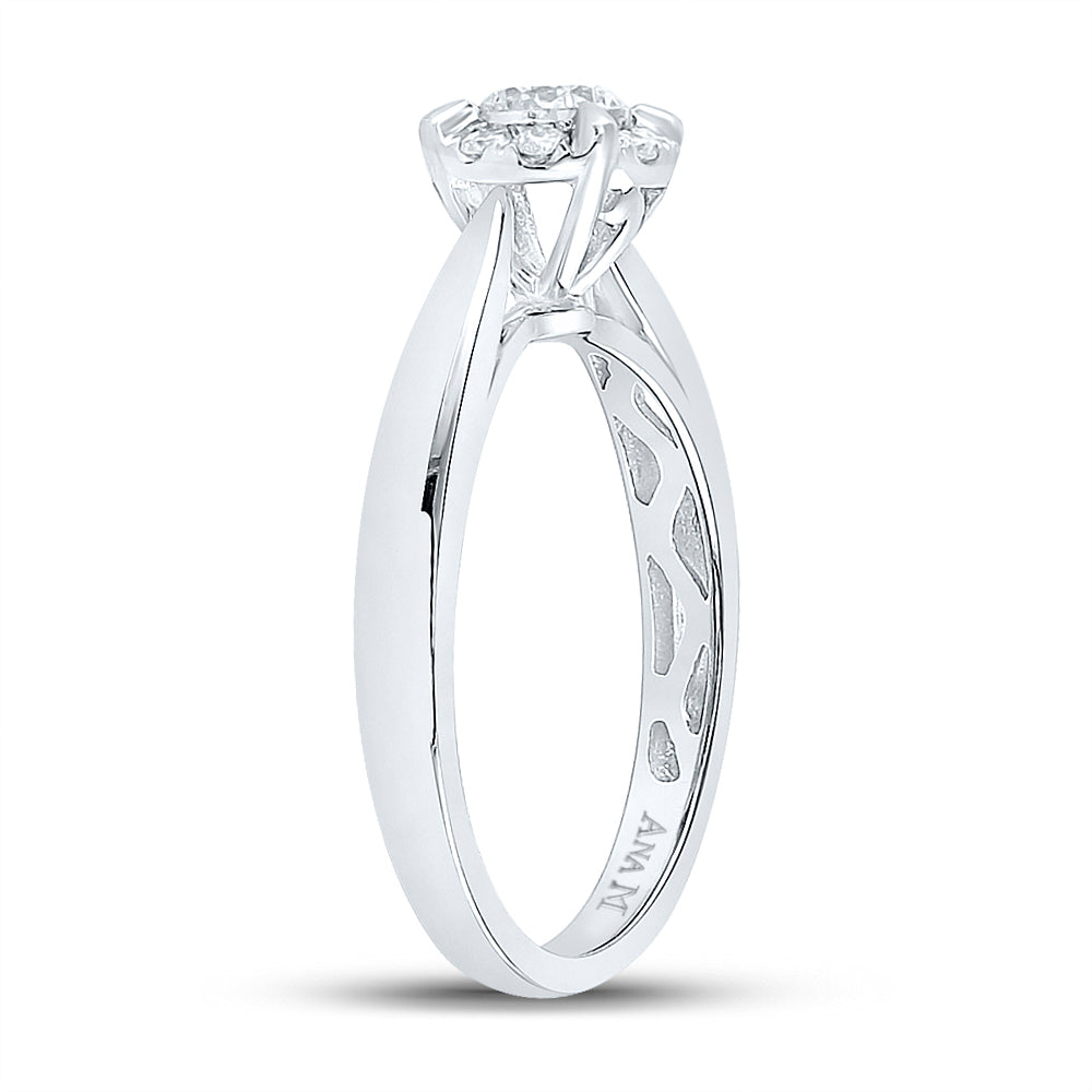 14K White Gold Round Diamond Solitaire Bridal Wedding Engagement Ring 1/2 Cttw, Womens Size: 5-10