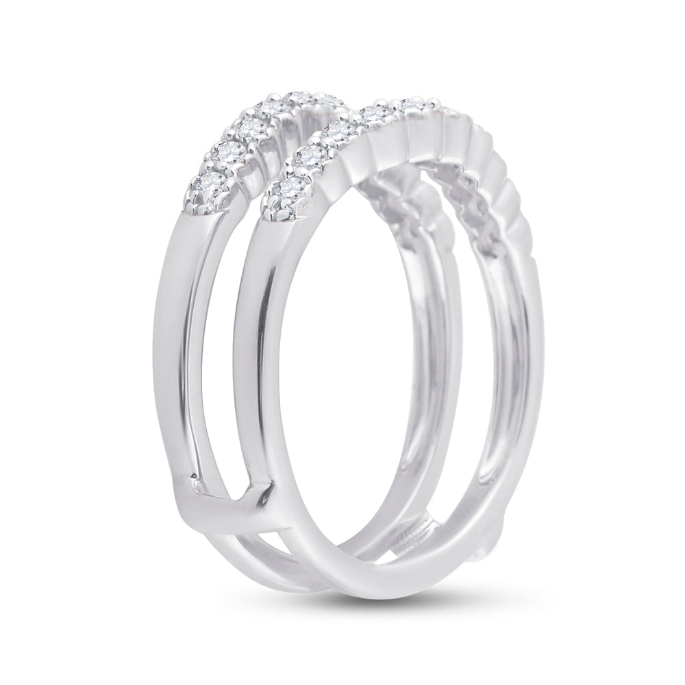 14K White Gold Womens Round Diamond Wrap Ring Guard Enhancer 1/2 Cttw, Womens Size: 5-10
