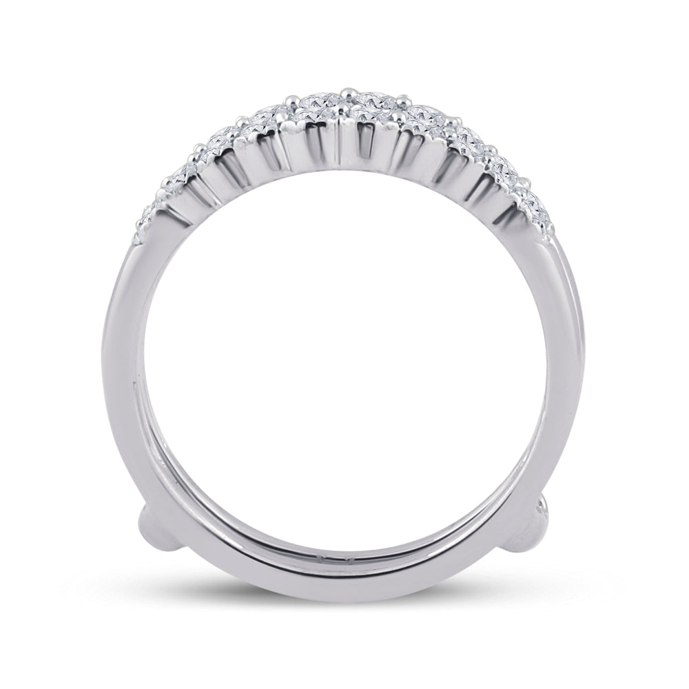 14K White Gold Womens Round Diamond Wrap Ring Guard Enhancer 1/2 Cttw, Womens Size: 5-10