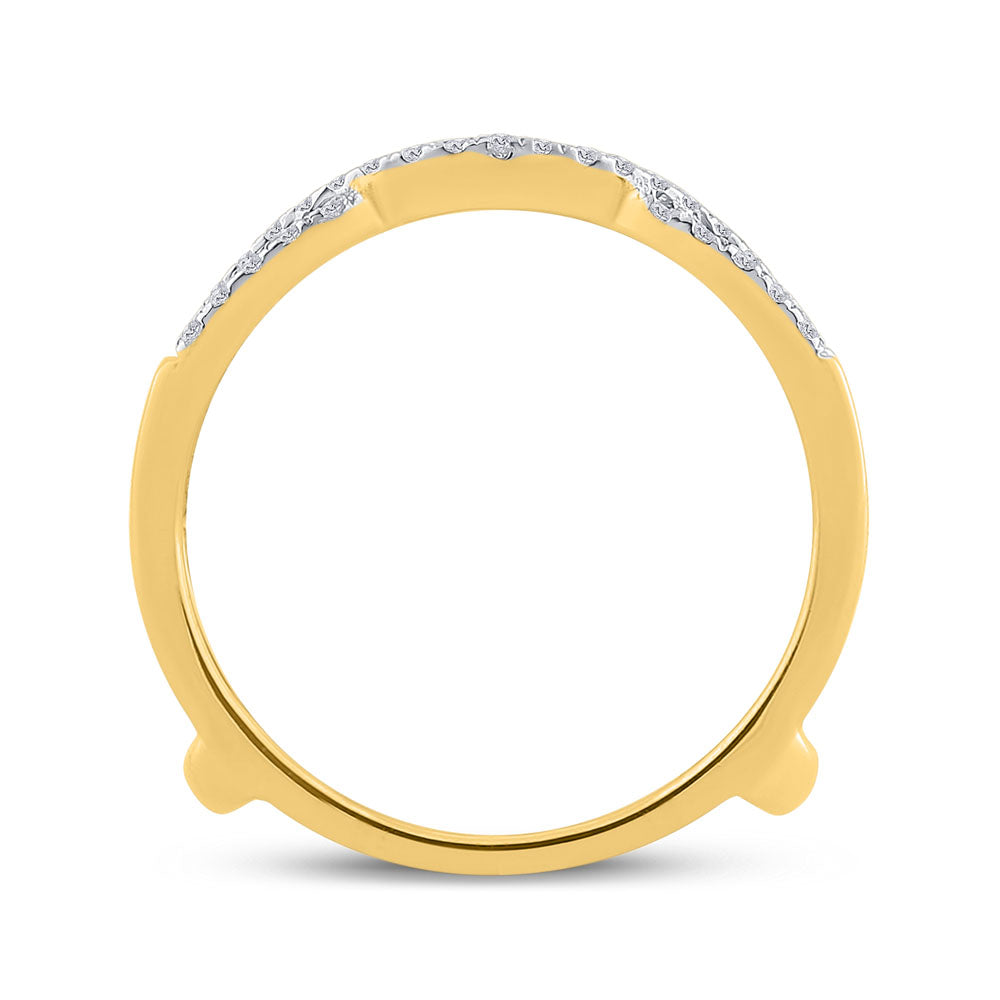 14K Yellow Gold Womens Round Diamond Curved Wrap Ring Guard Enhancer 1/3 Cttw, Womens Size: 5-10