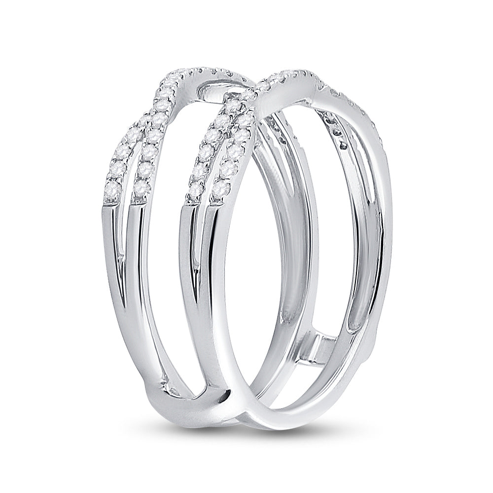 14K White Gold Womens Round Diamond Solitaire Enhancer Wedding Band 1/3 Cttw, Womens Size: 5-10