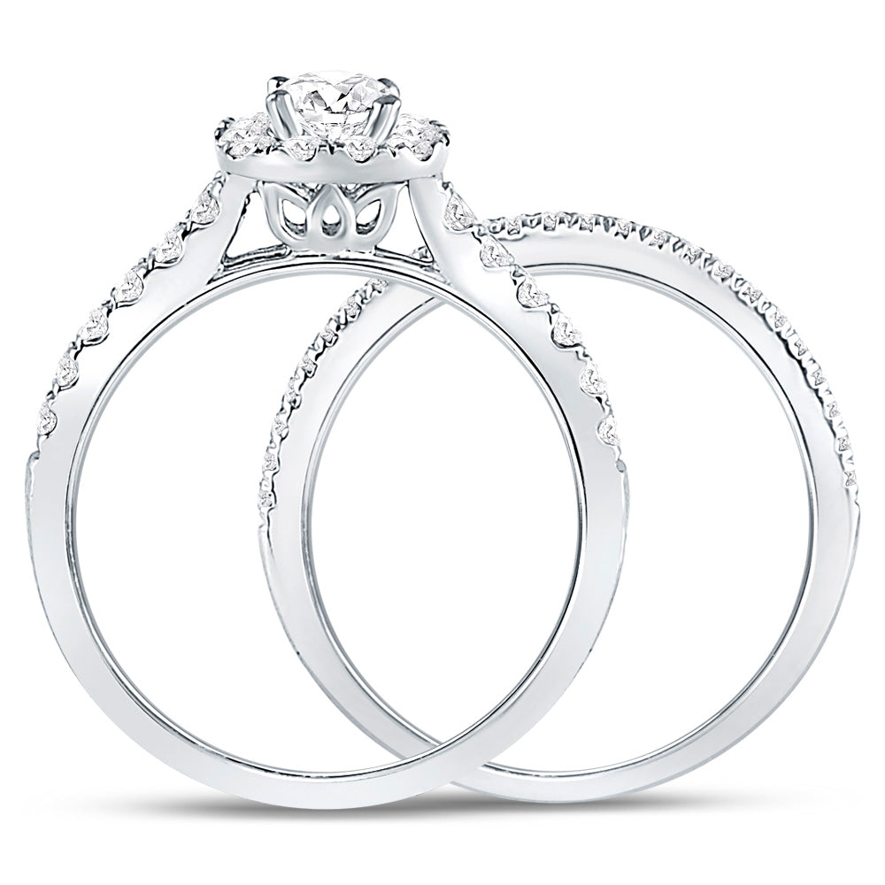 14K White Gold Round Dia. Bridal Band Set 1ctw, Women's Sz: 5-10