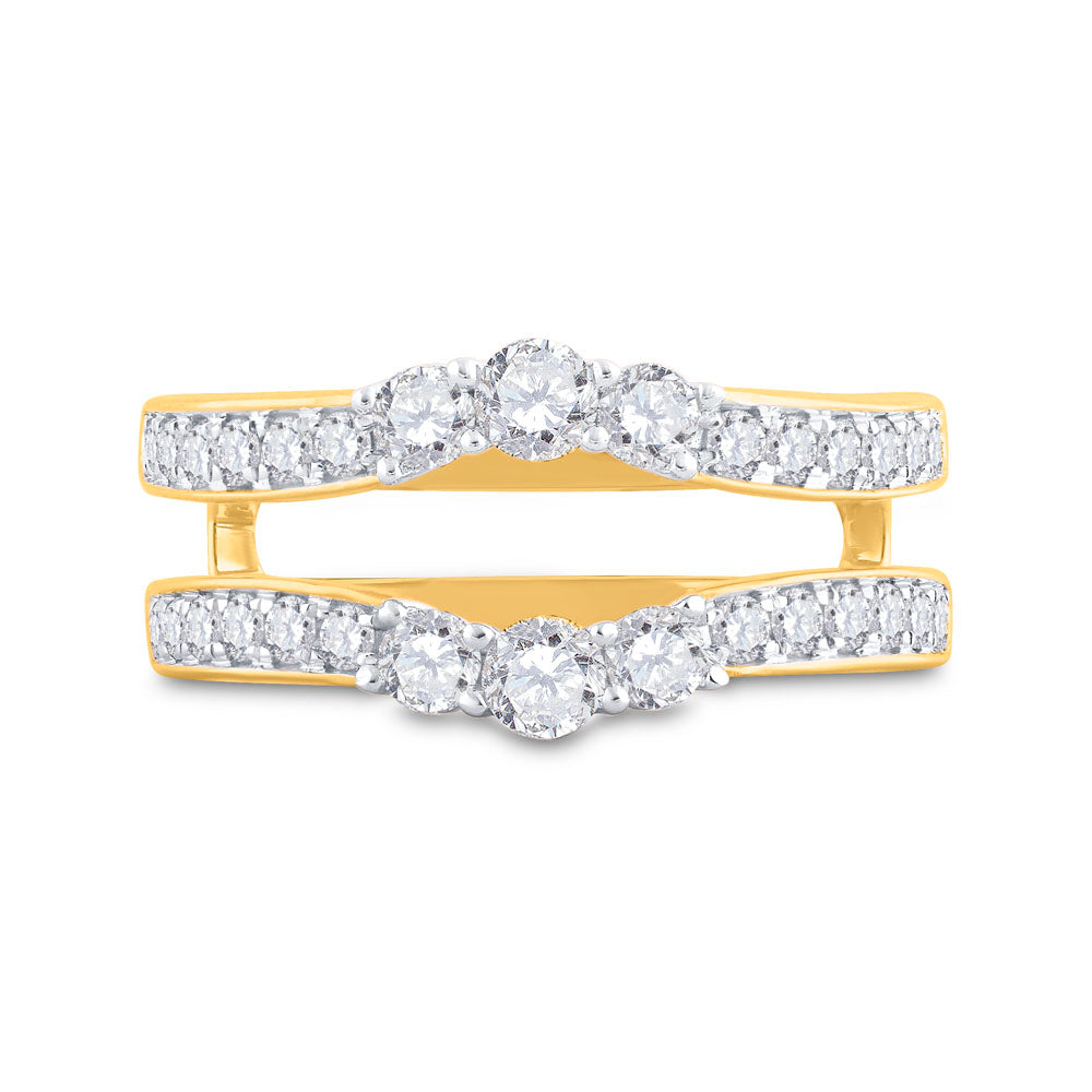 14kt Yellow Gold 14kt Two-tone Yellow Gold Womens Round Diamond Wrap Ring Guard Enhancer 1.00 Cttw, Women Size: 5-9