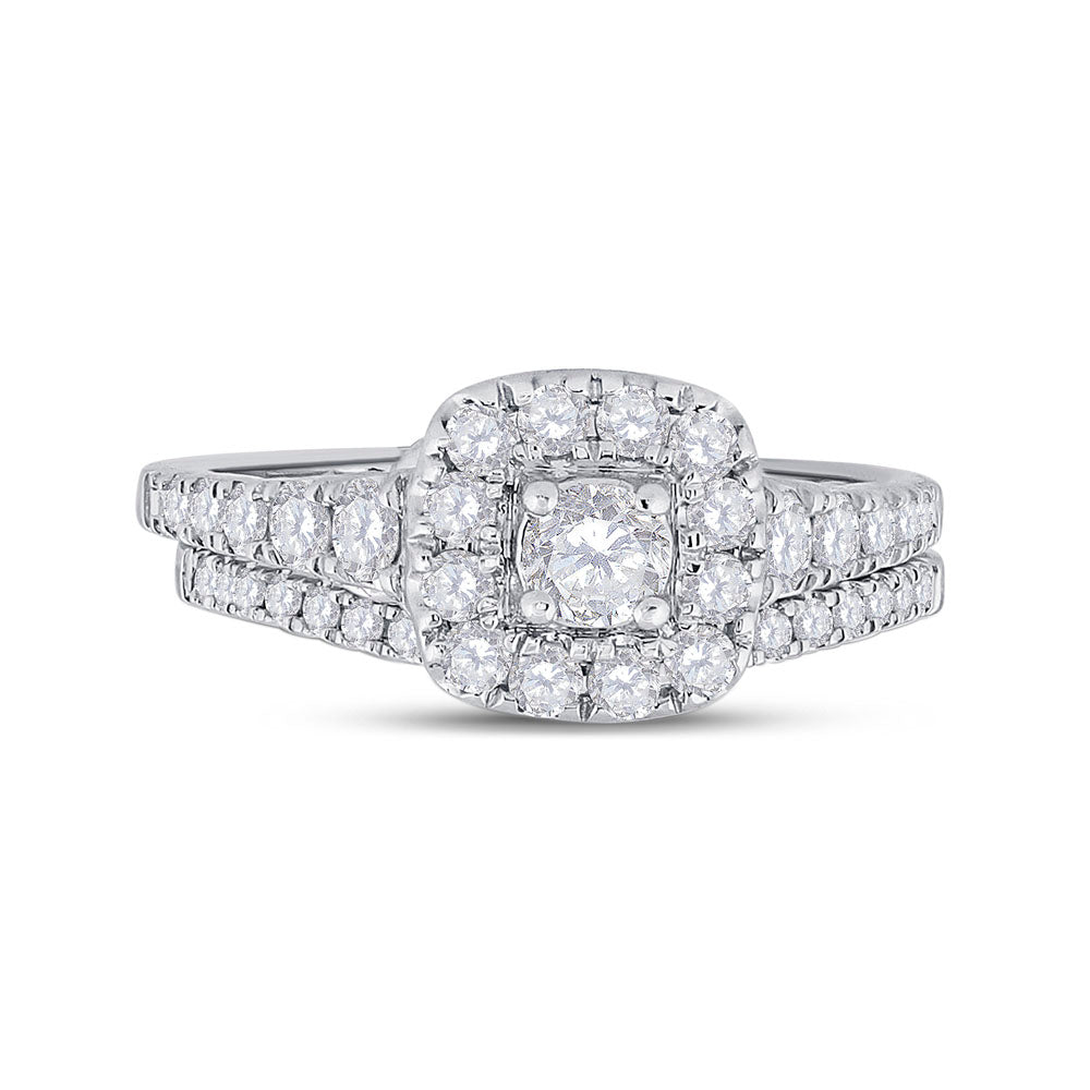 14K Two-tone Gold Round Diamond Bridal Wedding Ring Band Set 1 Cttw, Womens Size: 5-10