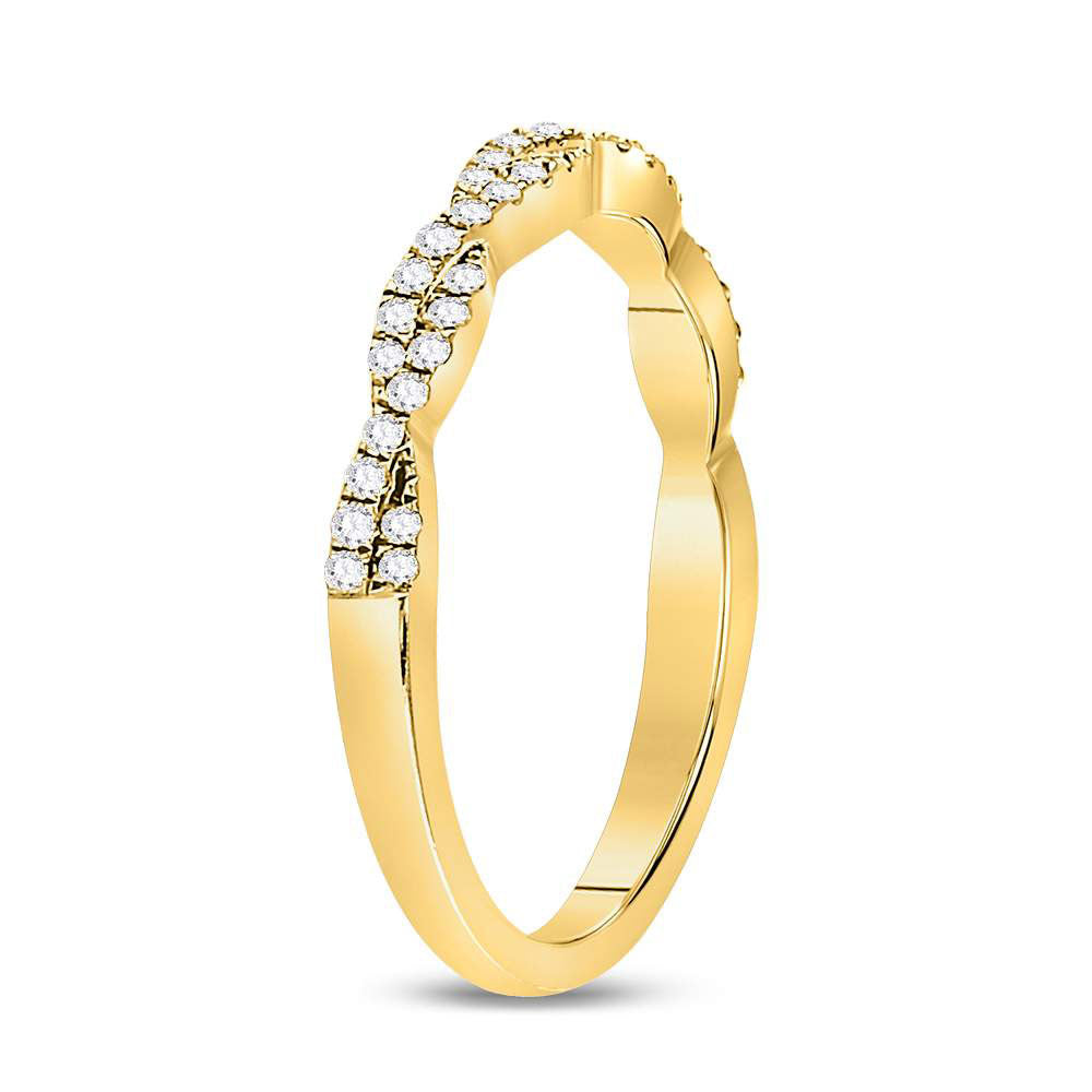 10K Yellow Gold Womens Round Diamond Twist Stackable Band Ring 1/4 Cttw, Womens Size: 5-10
