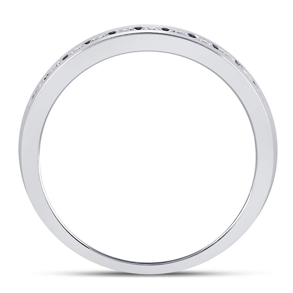 14K White Gold Womens Round Diamond Single Row Channel-set Wedding Band 1/3 Cttw, Womens Size: 5-10