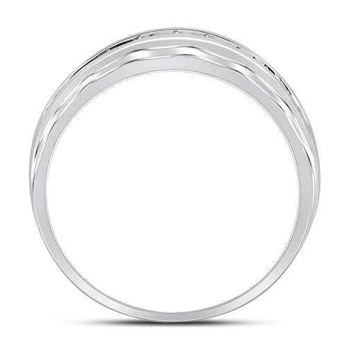 10K White Gold Men's Round Diamond Wedding Band Ring 1/4ctw, Men's Size: 7-13