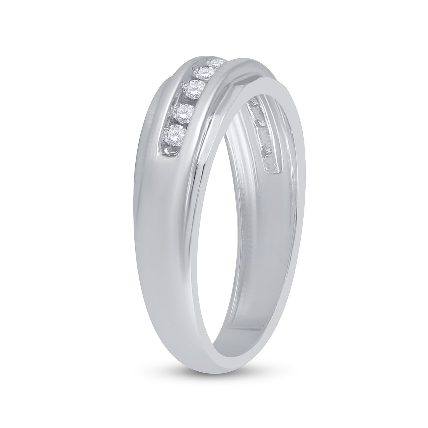 14K White Gold Mens Round Diamond Wedding Band Ring 1/4 Cttw, Mens Size: 7-13